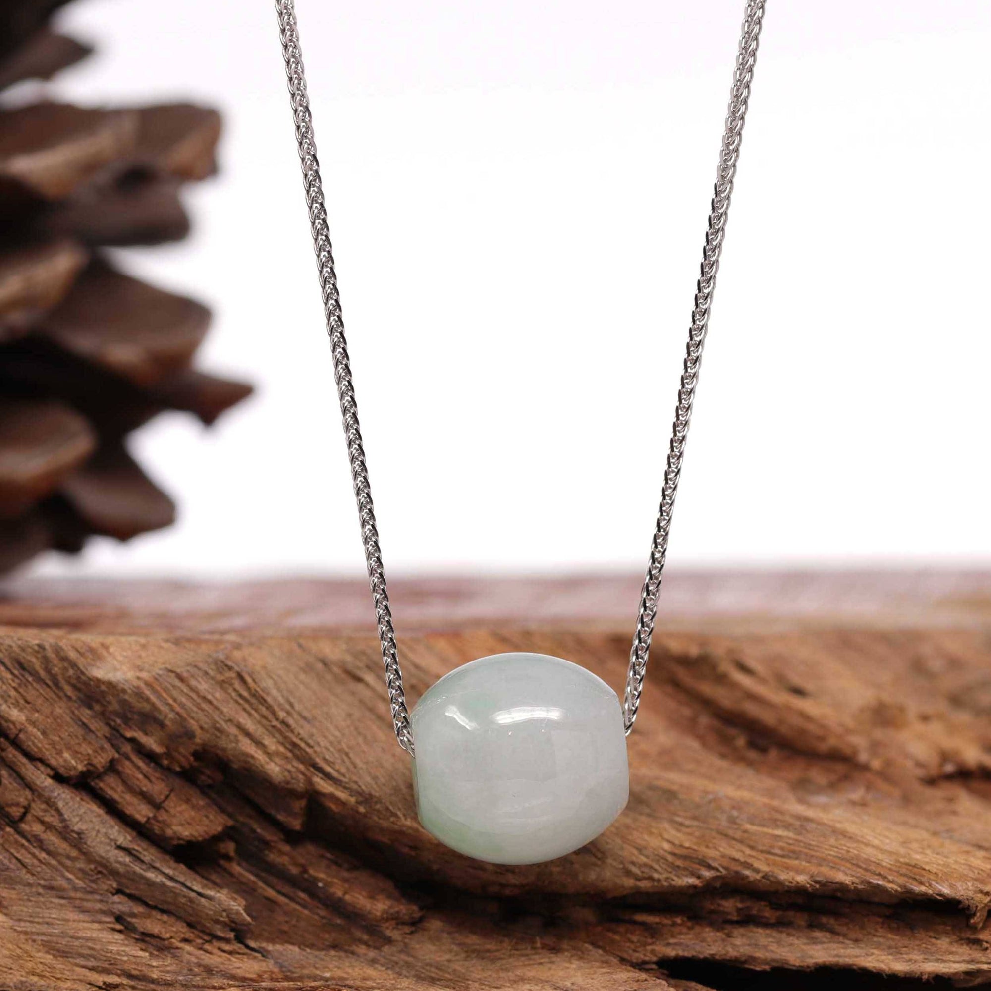 Baikalla Jewelry Jade Pendant Necklace Baikalla™ "Good Luck Button" Necklace Real Ice Blue Green Jade Lucky TongTong Pendant Necklace