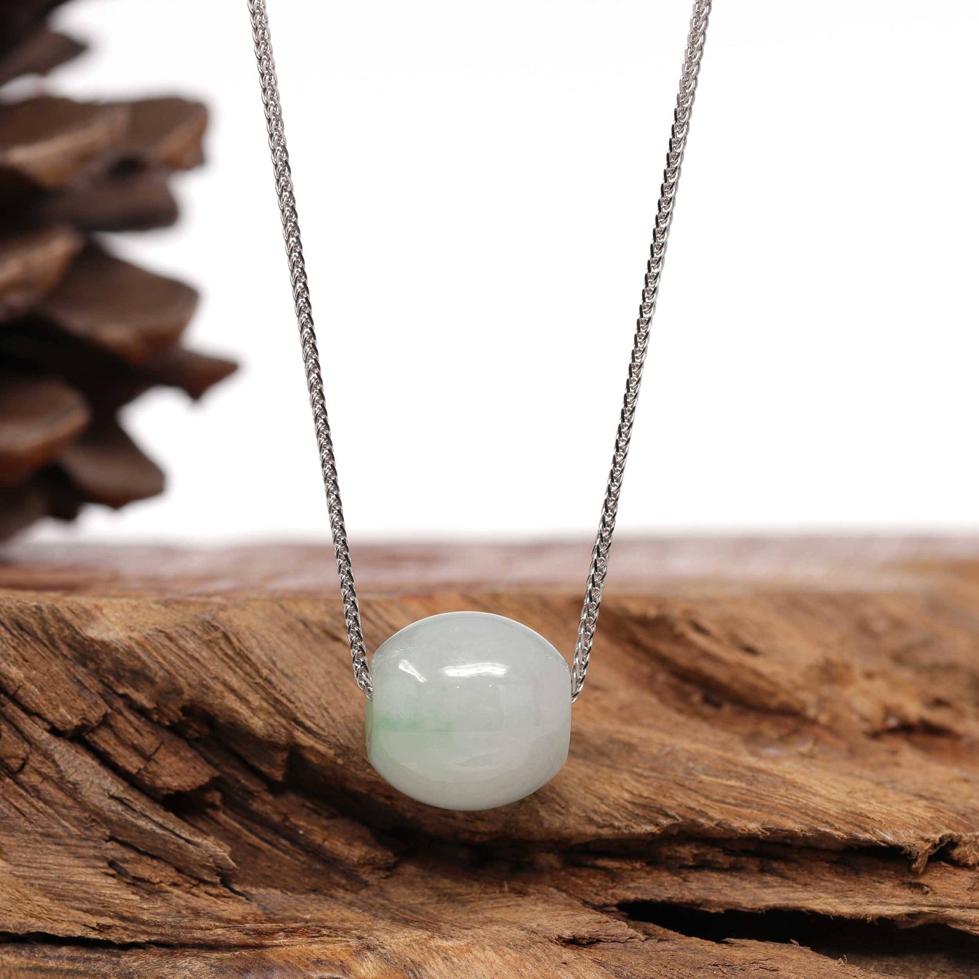 Baikalla Jewelry Jade Pendant Necklace Baikalla™ "Good Luck Button" Necklace Real Ice Blue Green Jade Lucky TongTong Pendant Necklace