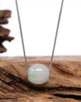 Baikalla Jewelry Jade Pendant Necklace Baikalla™ "Good Luck Button" Necklace Real Ice Blue Green Jade Lucky TongTong Pendant Necklace