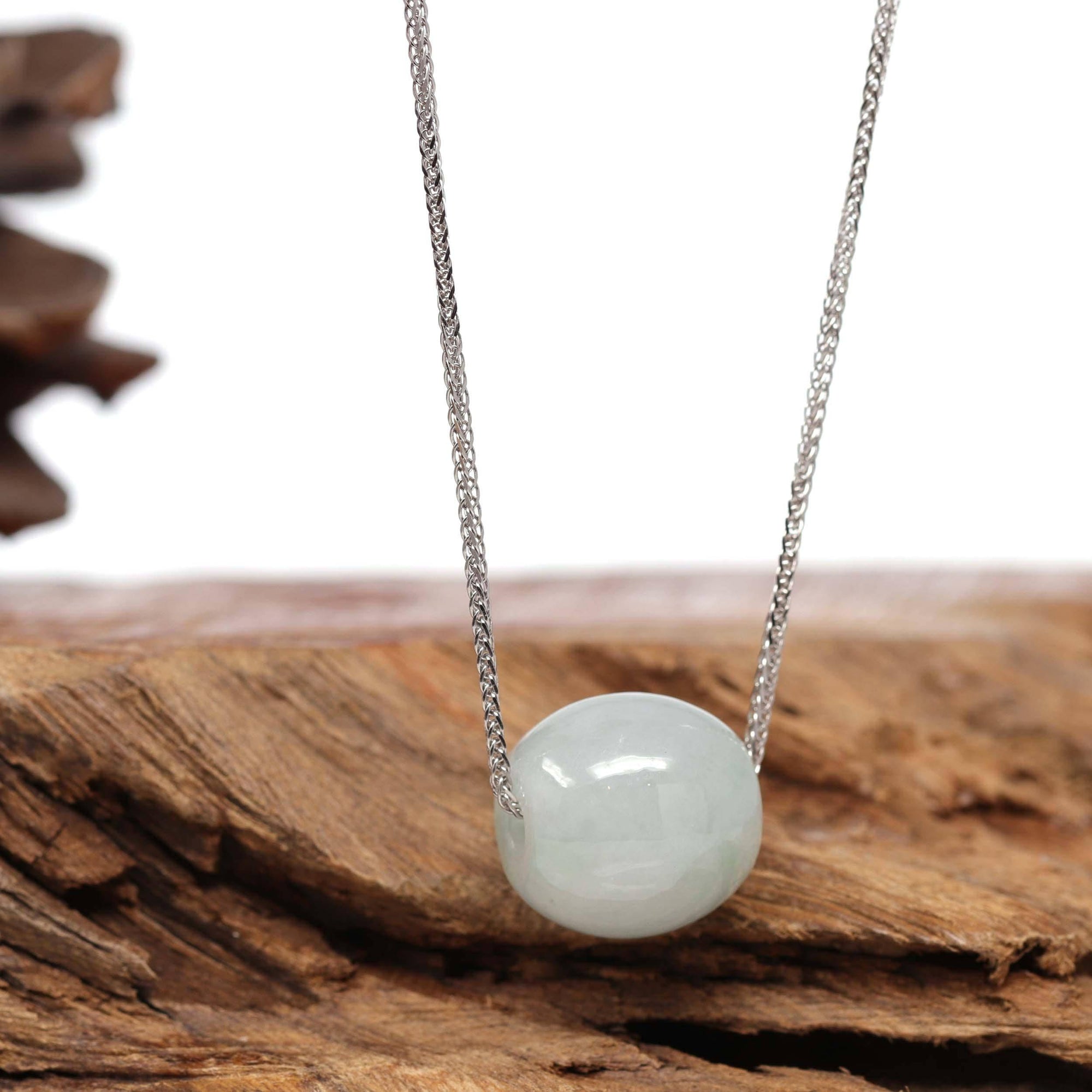 Baikalla Jewelry Jade Pendant Necklace Baikalla™ "Good Luck Button" Necklace Real Ice Blue Green Jade Lucky TongTong Pendant Necklace