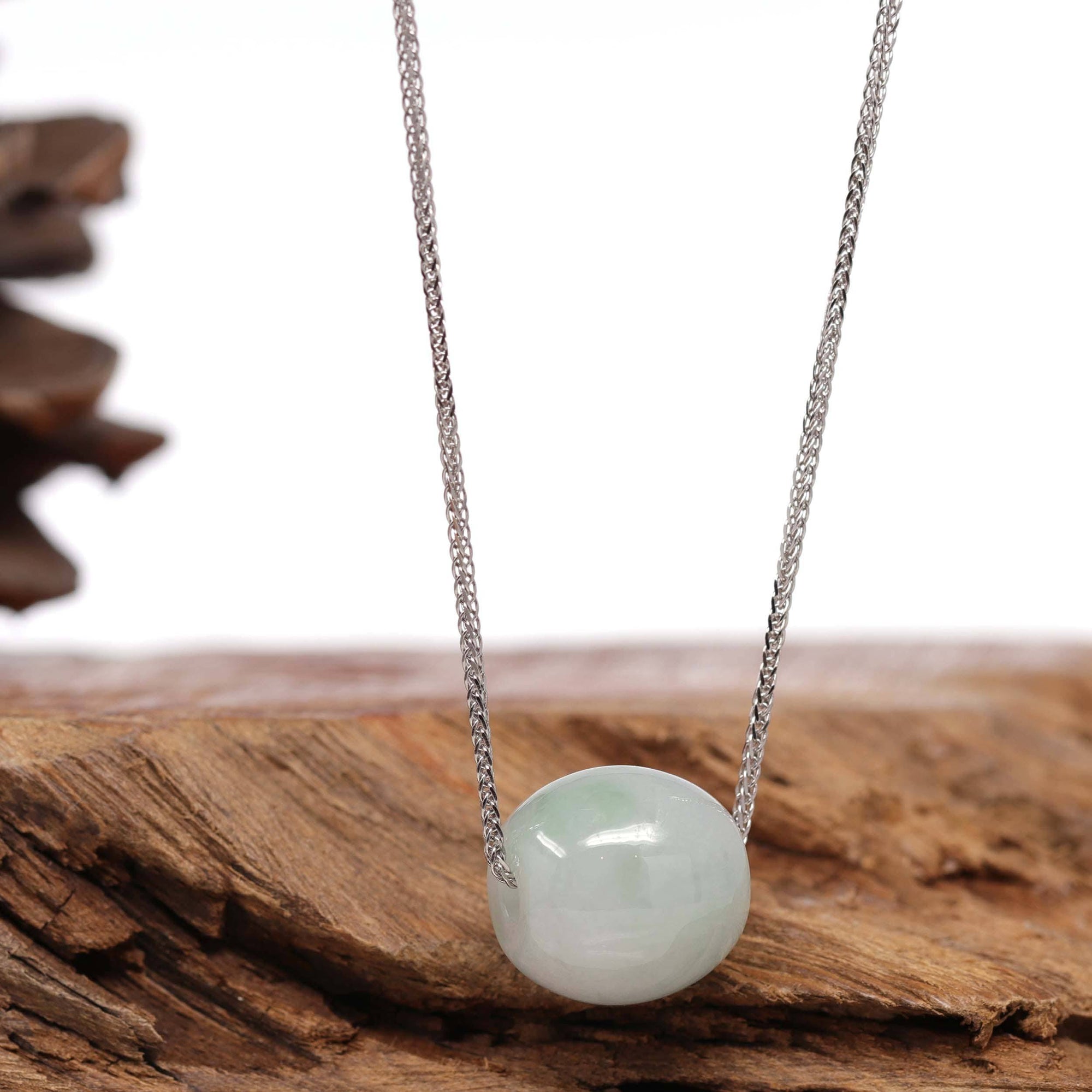 Baikalla Jewelry Jade Pendant Necklace Baikalla™ "Good Luck Button" Necklace Real Ice Blue Green Jade Lucky TongTong Pendant Necklace