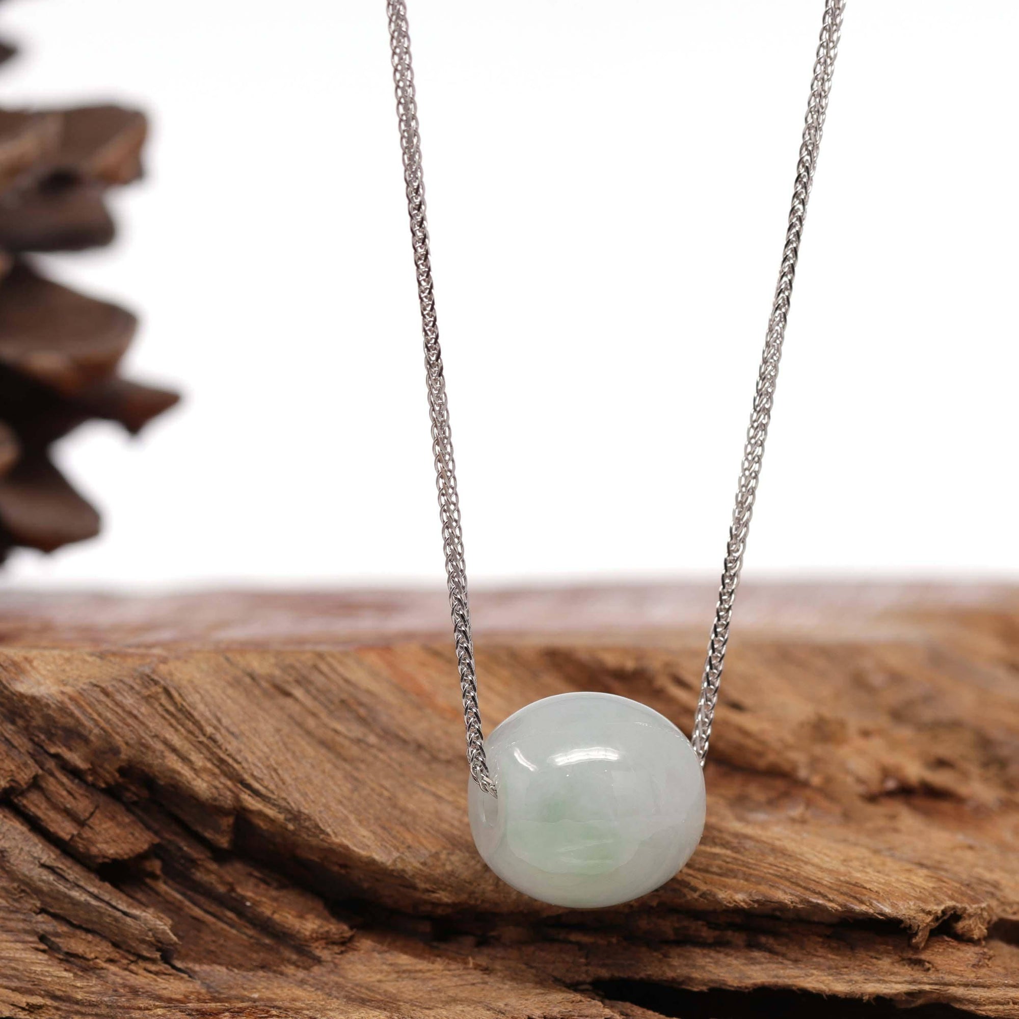 Baikalla Jewelry Jade Pendant Necklace Baikalla™ "Good Luck Button" Necklace Real Ice Blue Green Jade Lucky TongTong Pendant Necklace