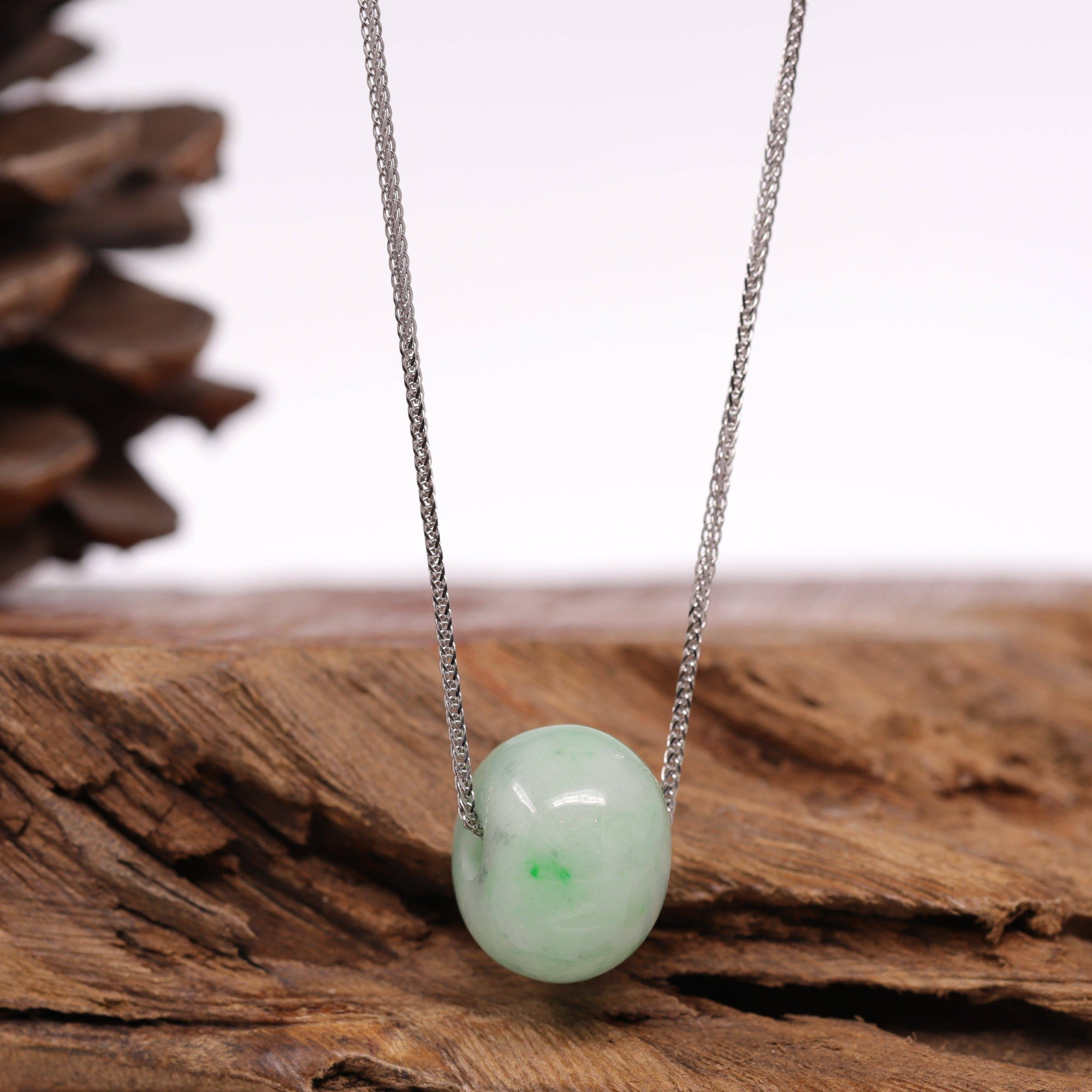 Baikalla Jewelry Jade Pendant Necklace Baikalla™ "Good Luck Button" Necklace Real Rich Green Jade Lucky KouKou Pendant Necklace