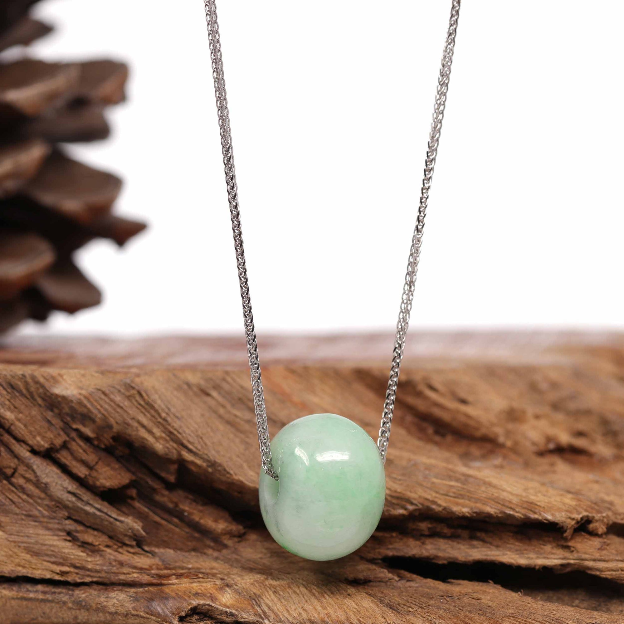 Baikalla Jewelry Jade Pendant Necklace Baikalla™ "Good Luck Button" Necklace Real Rich Green Jade Lucky KouKou Pendant Necklace