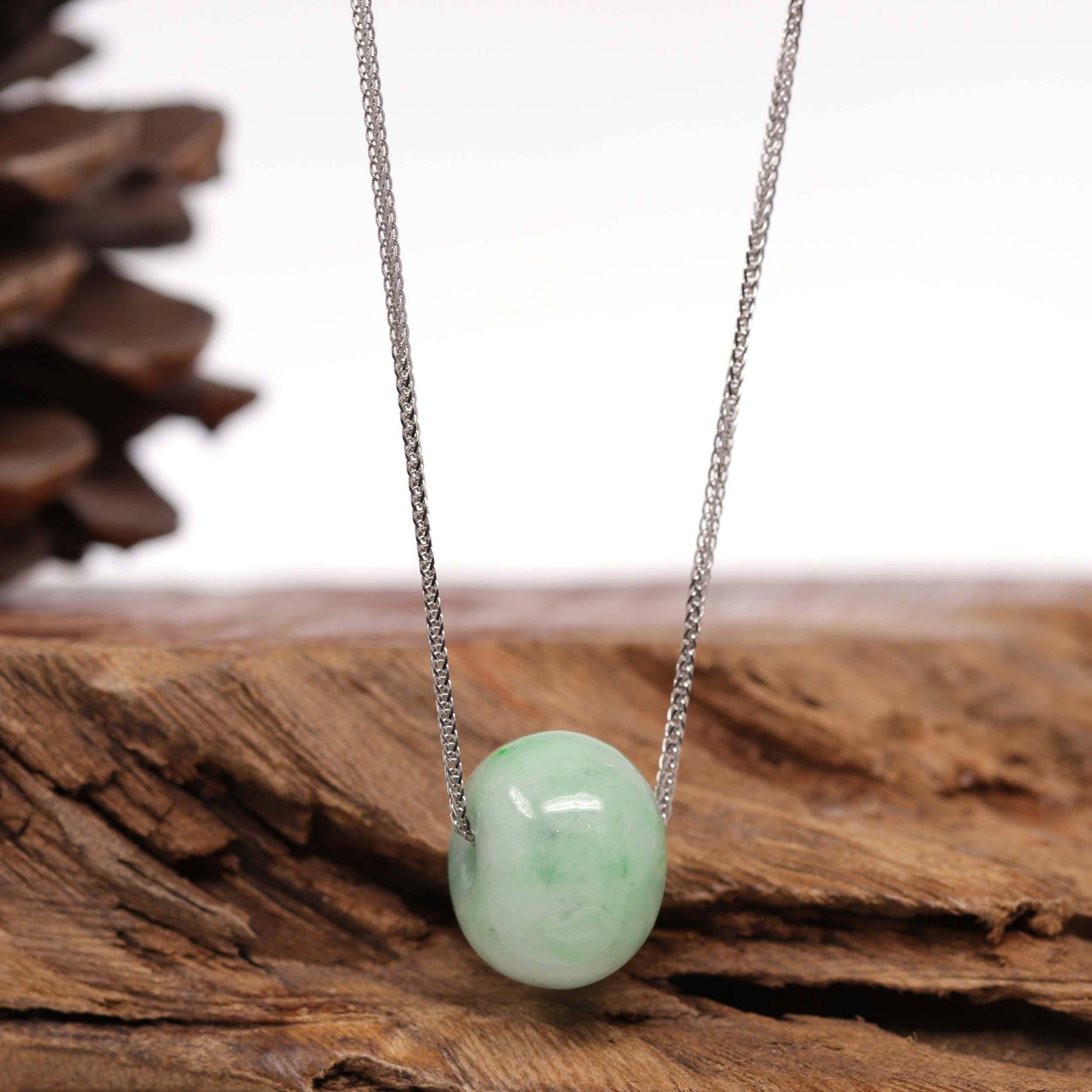 Baikalla Jewelry Jade Pendant Necklace Baikalla™ "Good Luck Button" Necklace Real Rich Green Jade Lucky KouKou Pendant Necklace