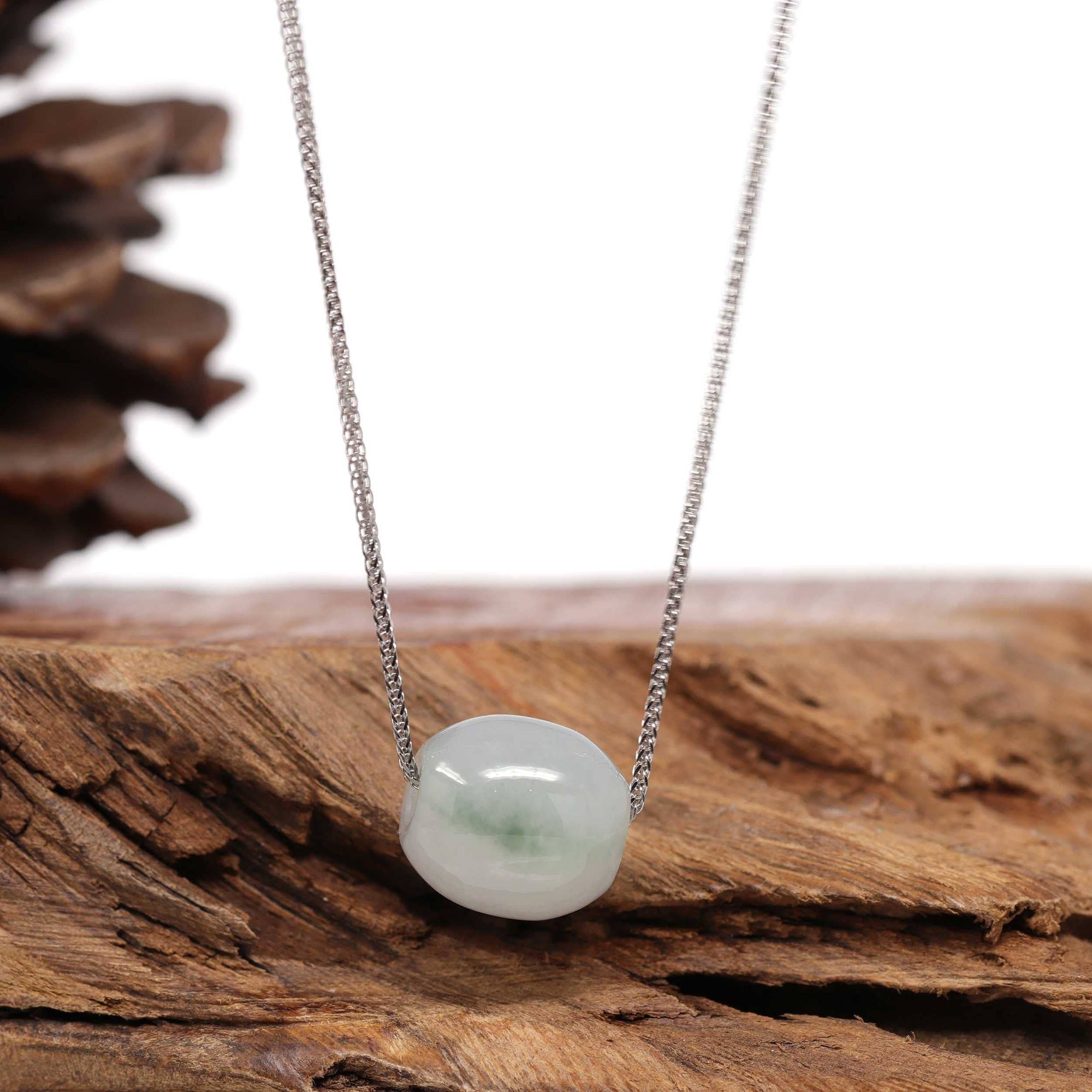 Baikalla Jewelry Jade Pendant Necklace Baikalla™ "Good Luck Button" Necklace Real Ice Blue Green Jade Lucky KouKou Pendant Necklace