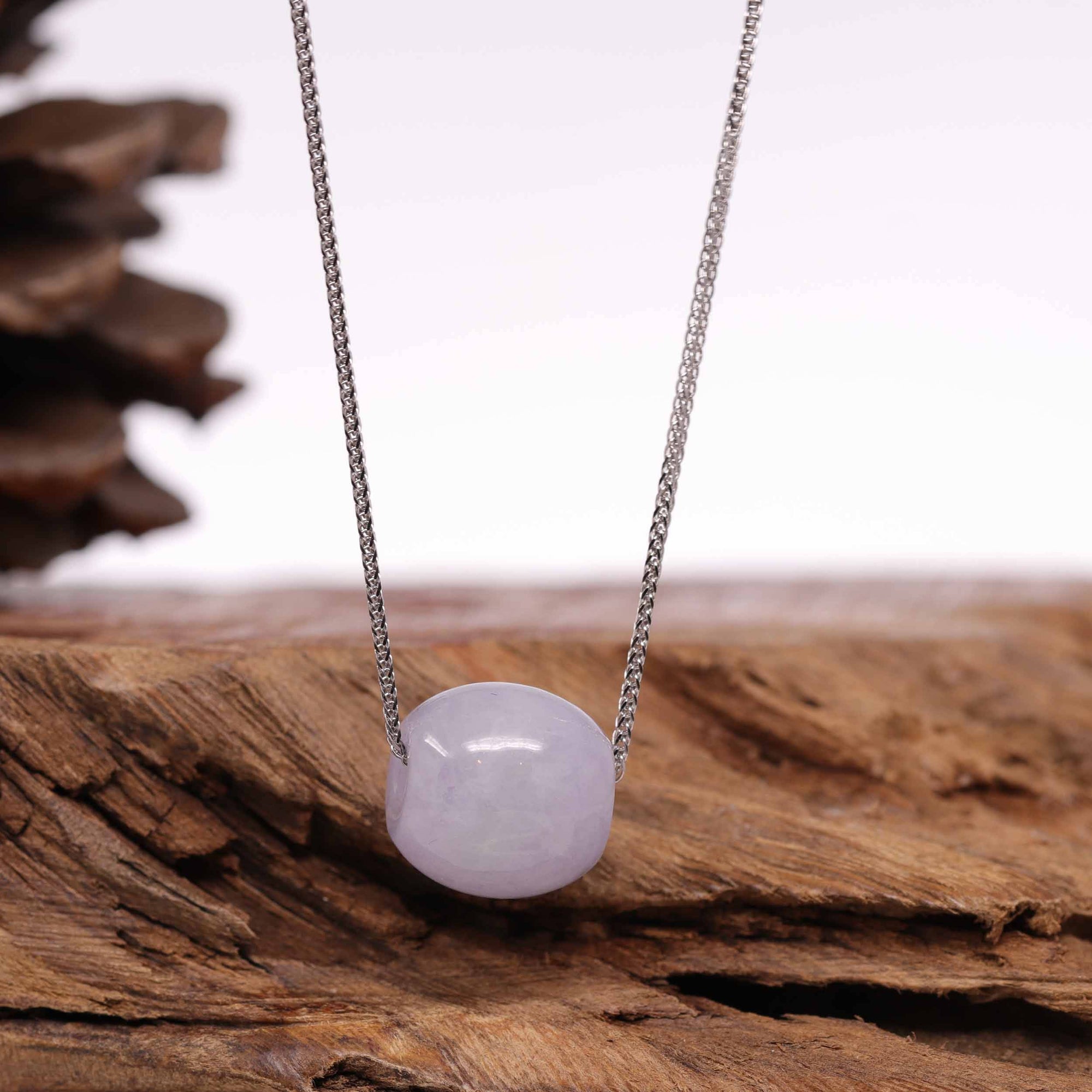 Baikalla Jewelry Jade Pendant Necklace Baikalla™ "Good Luck Button" Necklace Real Lavender Jade Lucky TongTong Pendant Necklace