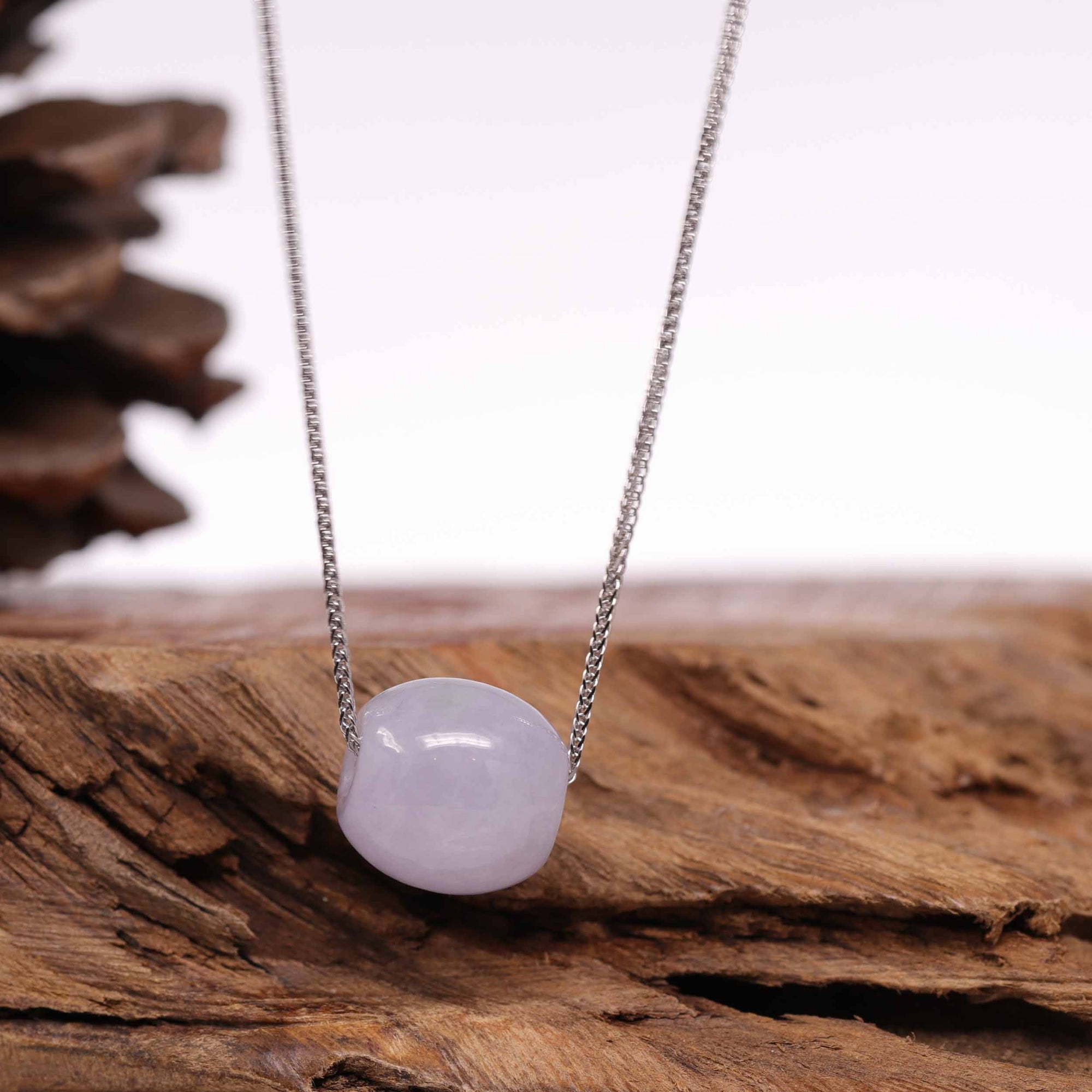 Baikalla Jewelry Jade Pendant Necklace Baikalla™ "Good Luck Button" Necklace Real Lavender Jade Lucky TongTong Pendant Necklace