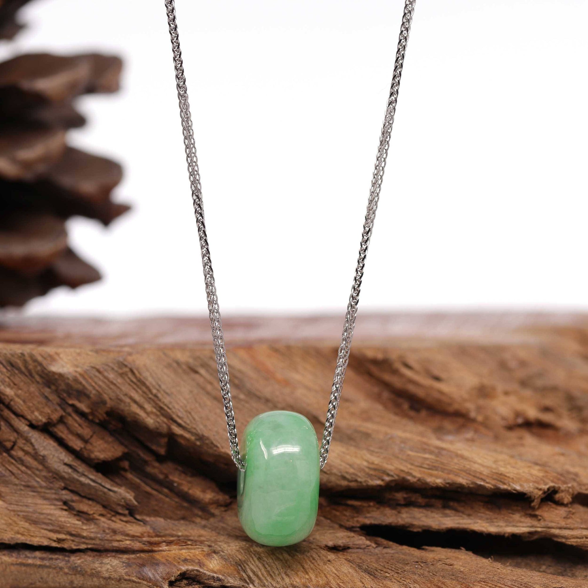 Baikalla Jewelry Jade Pendant Necklace Baikalla™ "Good Luck Button" Necklace Real Rich Green Jade Lucky KouKou Pendant Necklace