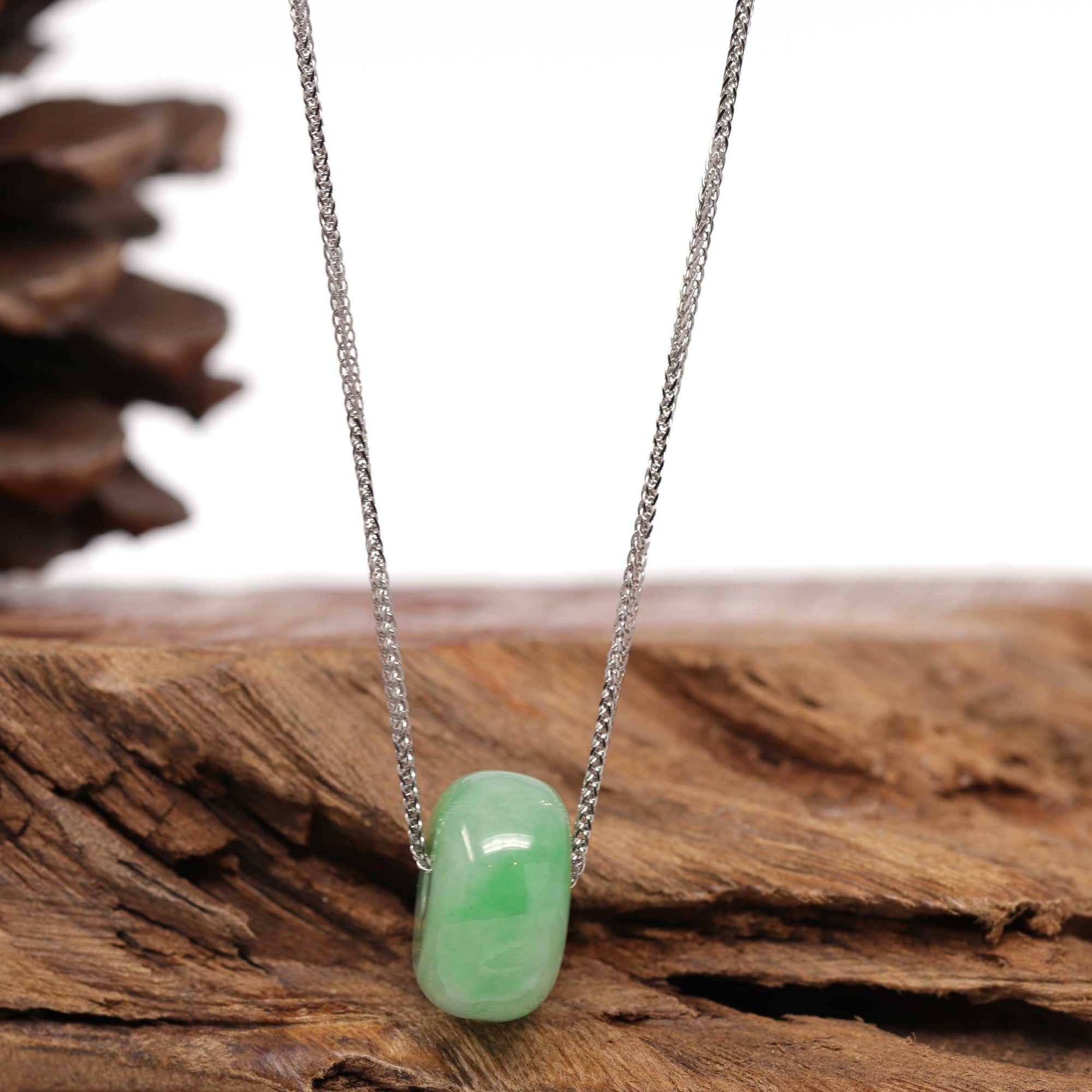 Baikalla Jewelry Jade Pendant Necklace Baikalla™ "Good Luck Button" Necklace Real Rich Green Jade Lucky KouKou Pendant Necklace