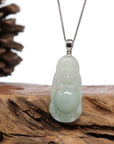 Baikalla Jewelry Jade Buddha Pendant Baikalla™ "Laughing Buddha" Genuine Green Jadeite Buddha Pendant Necklace With Silver  Bail