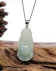 Baikalla Jewelry Jade Buddha Pendant Baikalla™ "Laughing Buddha" Genuine Green Jadeite Buddha Pendant Necklace With Silver  Bail