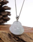 Baikalla Jewelry Jade Buddha Pendant Baikalla™ "Laughing Buddha" Genuine Lavender Jadeite Buddha Pendant Necklace With Silver  Bail