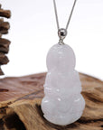 Baikalla Jewelry Jadeite Jade Buddha & Guanyin Genuine Burmese Lavender Jadeite Jade Guanyin Pendant Necklace