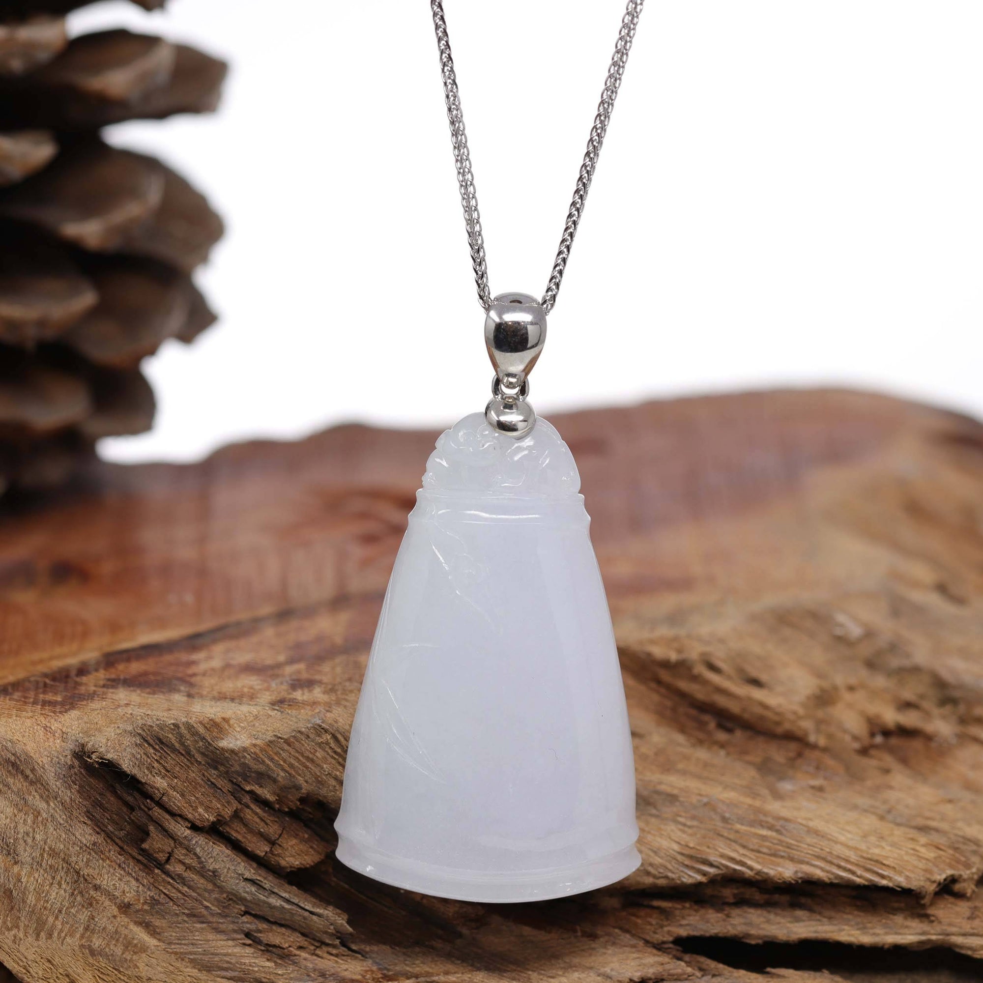 Baikalla Jewelry Jade Pendant Necklace Genuine Burmese Lavender Jadeite Jade Bamboo Pendant Necklace