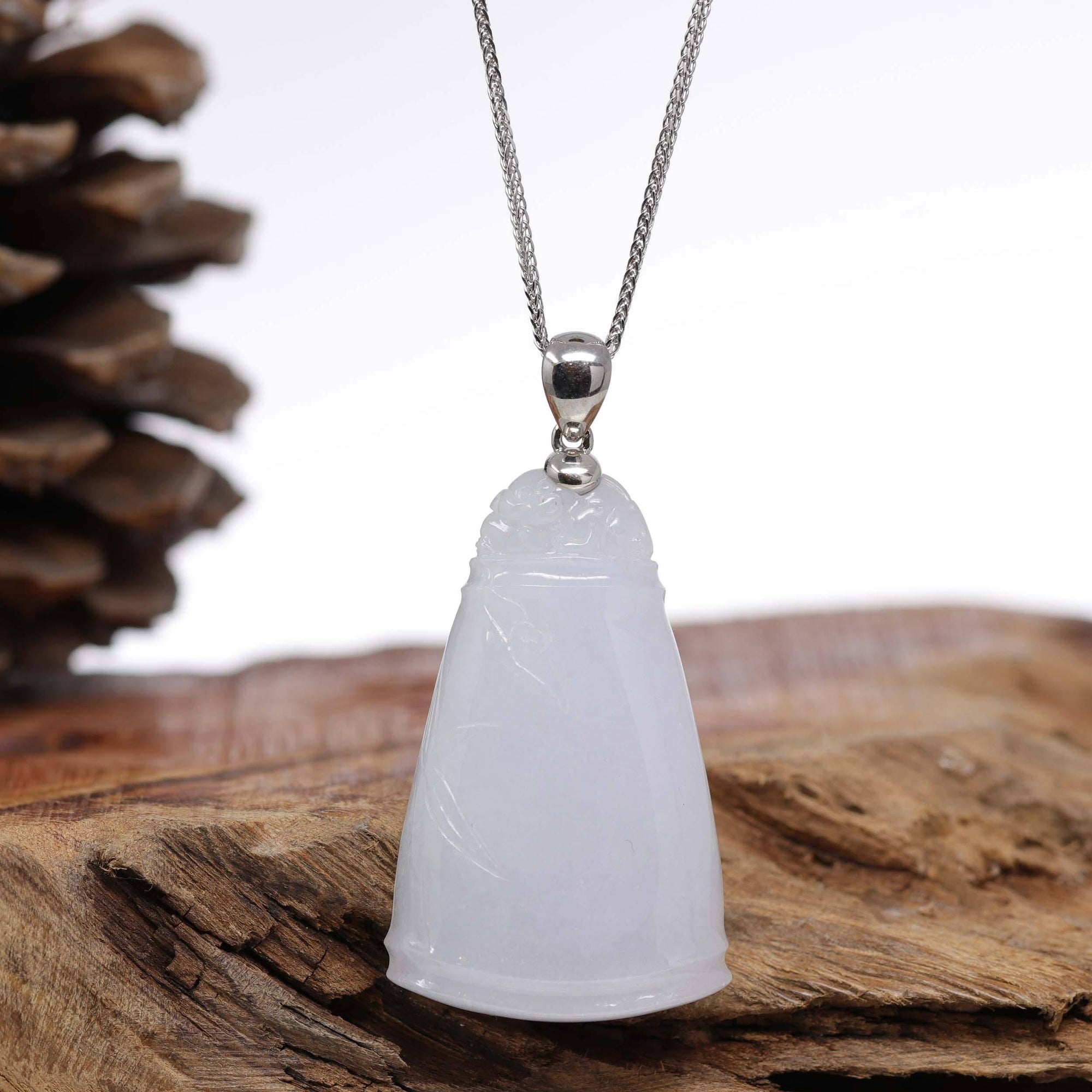 Baikalla Jewelry Jade Pendant Necklace Genuine Burmese Lavender Jadeite Jade Bamboo Pendant Necklace