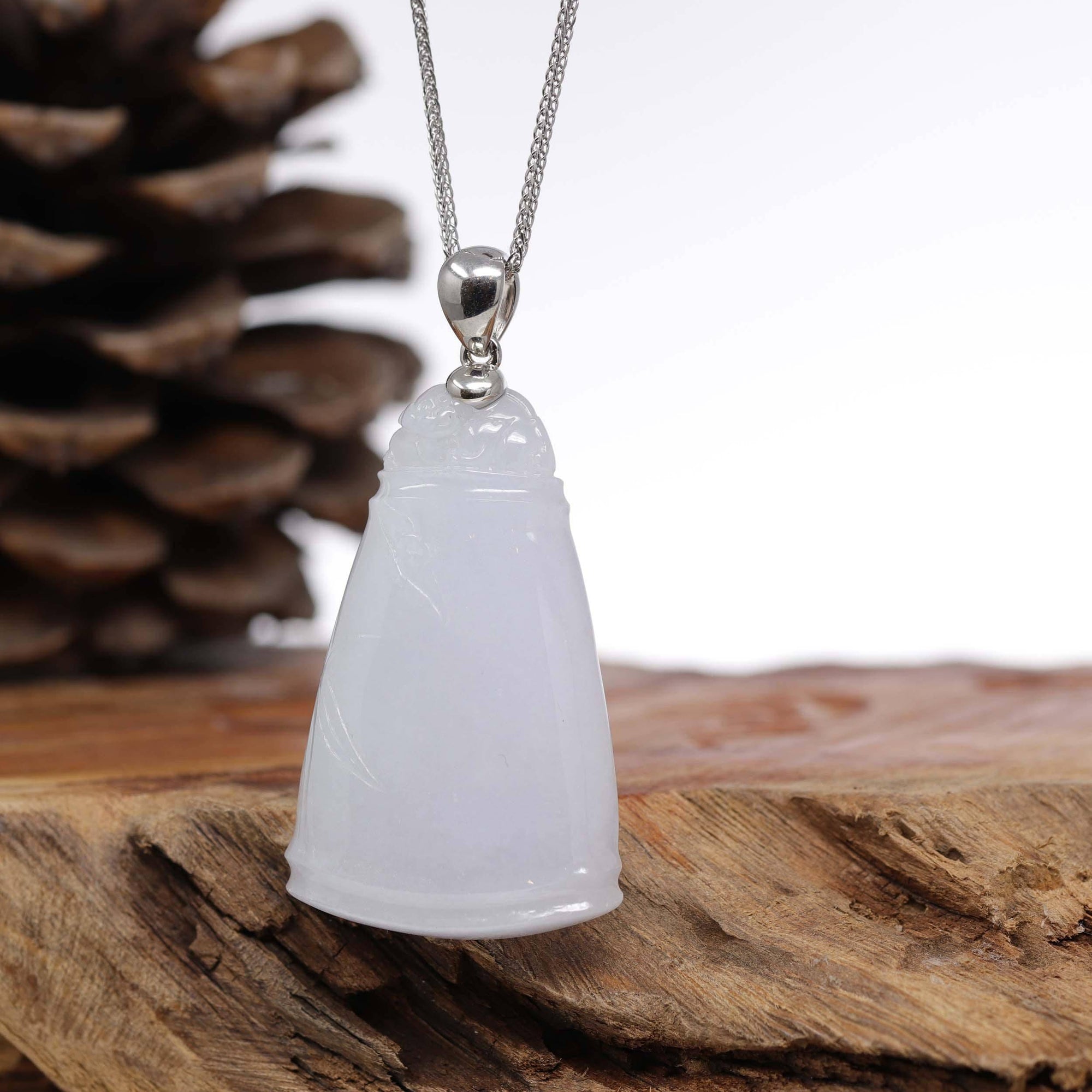 Baikalla Jewelry Jade Pendant Necklace Genuine Burmese Lavender Jadeite Jade Bamboo Pendant Necklace