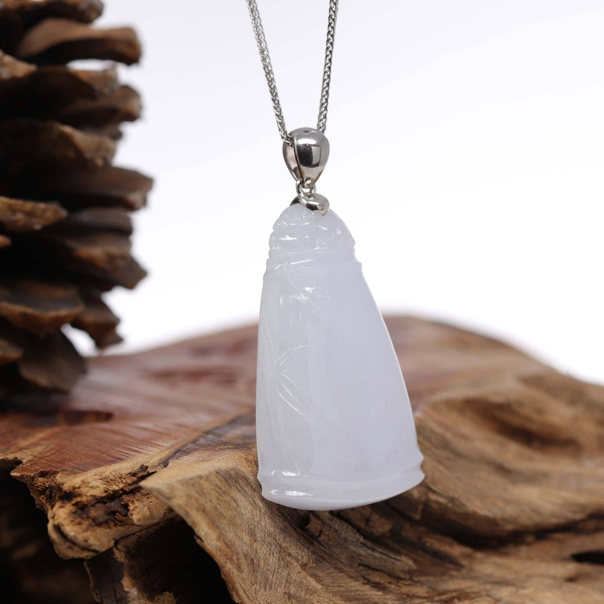 Baikalla Jewelry Jade Pendant Necklace Genuine Burmese Lavender Jadeite Jade Bamboo Pendant Necklace