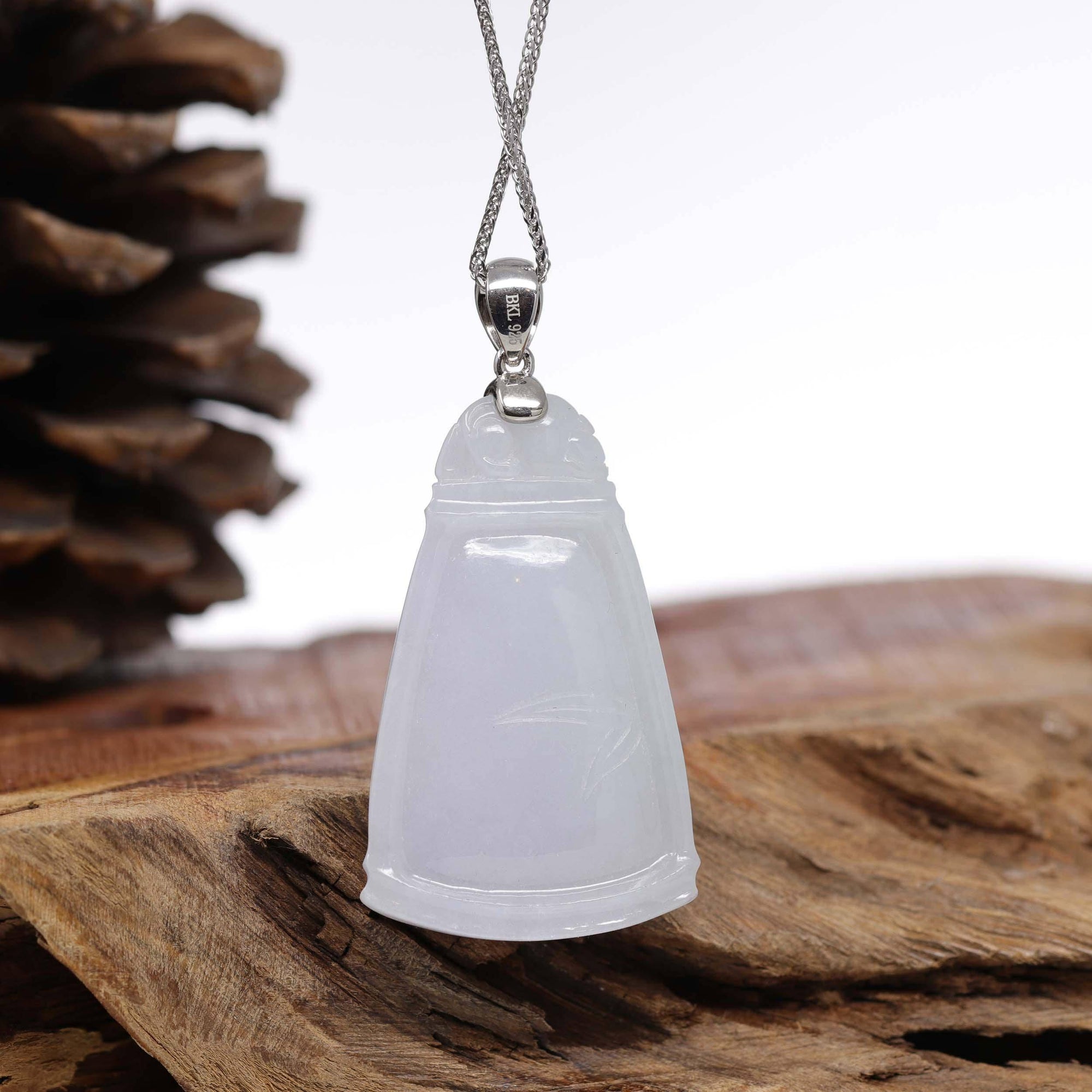 Baikalla Jewelry Jade Pendant Necklace Genuine Burmese Lavender Jadeite Jade Bamboo Pendant Necklace