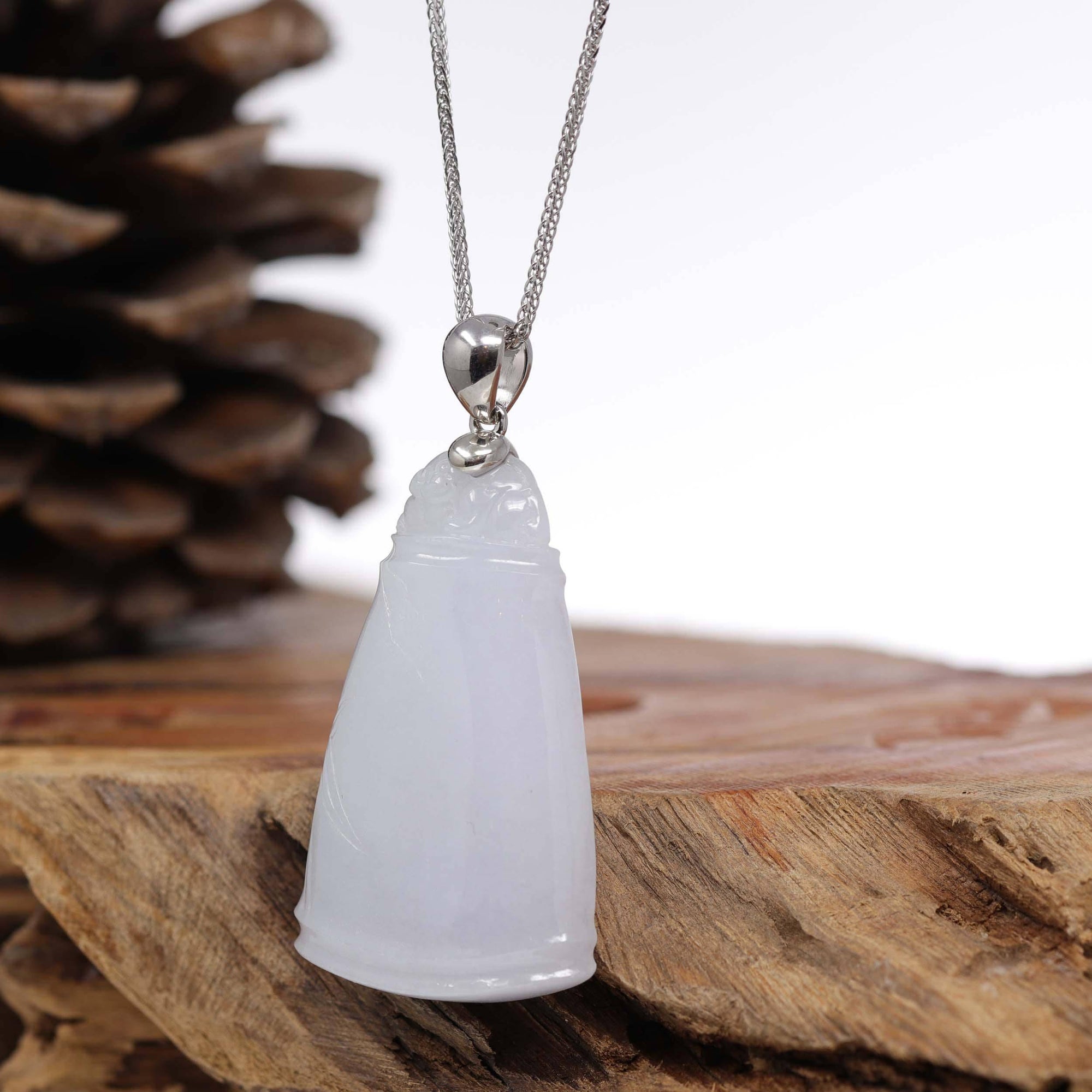 Baikalla Jewelry Jade Pendant Necklace Genuine Burmese Lavender Jadeite Jade Bamboo Pendant Necklace