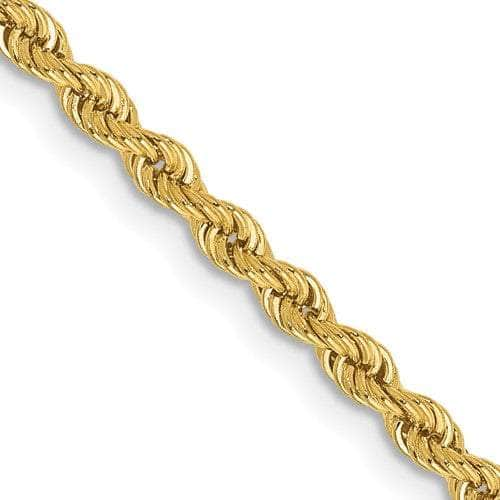 Baikalla Jewelry 14K Yellow Gold Chain 14K 2.5 mm Solid Diamond-cut Rope with Lobster Clasp Gold Chain