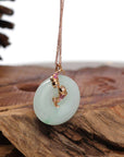 Baikalla Jewelry Gold Jadeite Pendant 18k Rose Gold Genuine Jadeite Constellation (Pisces) Necklace with Diamonds & Tourmaline