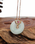 Baikalla Jewelry God Jadeite Necklace 18k Rose Gold Genuine Jadeite Constellation (Leo) Necklace Pendant with Tourmaline