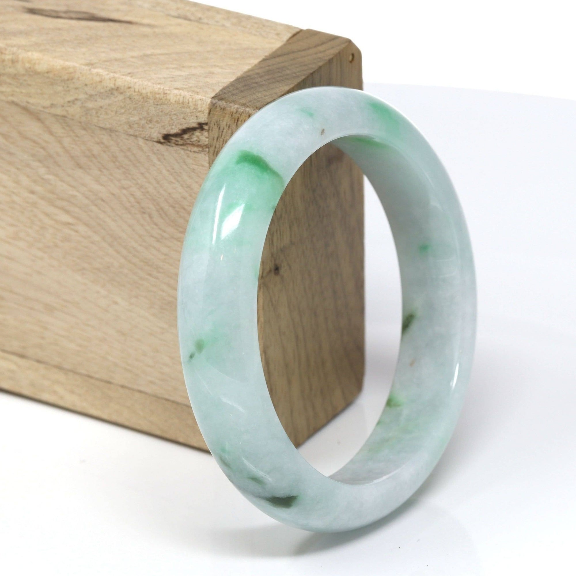 Baikalla Jewelry Jadeite Jade Bangle Bracelet Genuine Burmese Jadeite Jade Bangle Bracelet (55.8 mm) #543