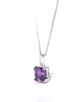 Baikalla Jewelry Silver Amethyst Necklace Baikalla™ Classic Sterling Silver Natural Amethyst Citrine Pendant Necklace With CZ