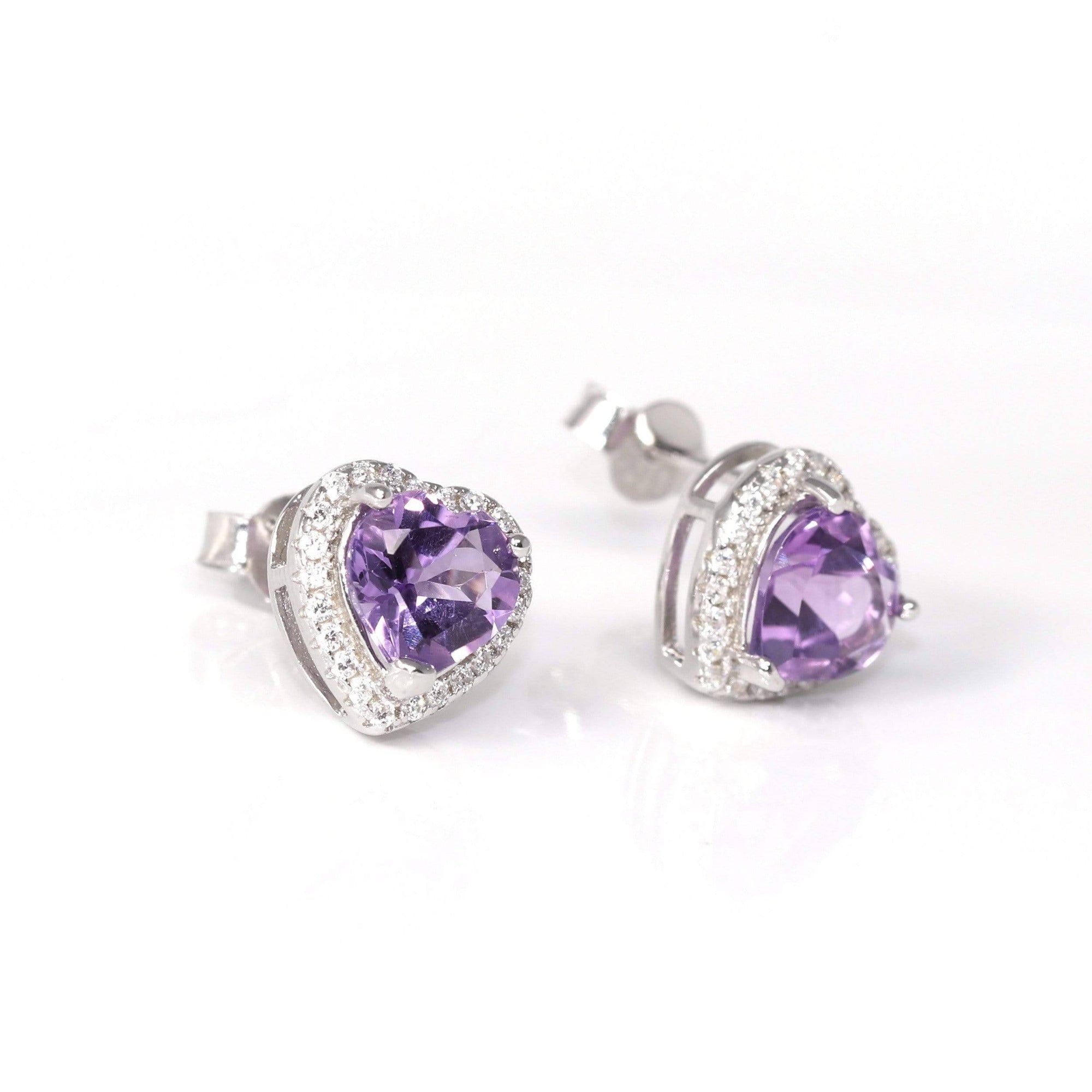 Baikalla Jewelry Silver Gemstones Earrings Amethyst Baikalla™ Classic Sterling Silver Natural Amethyst Citrine Garnet Earrings With CZ