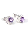 Baikalla Jewelry Silver Gemstones Earrings Baikalla™ Classic Sterling Silver Natural Amethyst Citrine Garnet Earrings With CZ