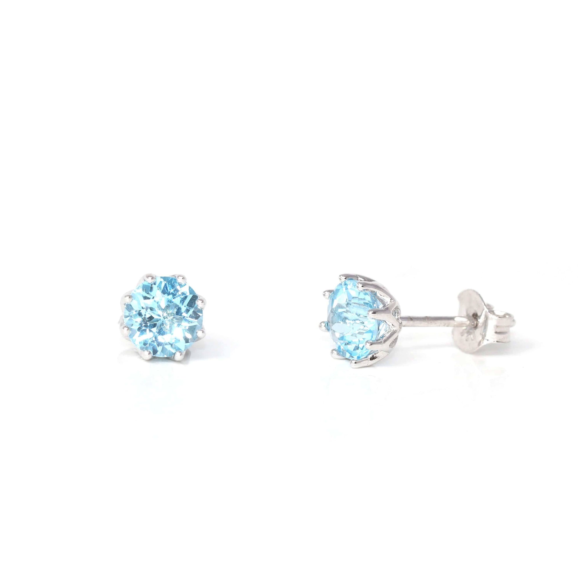 Baikalla Jewelry Silver Gemstones Earrings Baikalla™ Classic Sterling Silver Natural Swiss Blue Topaz Stud Earrings