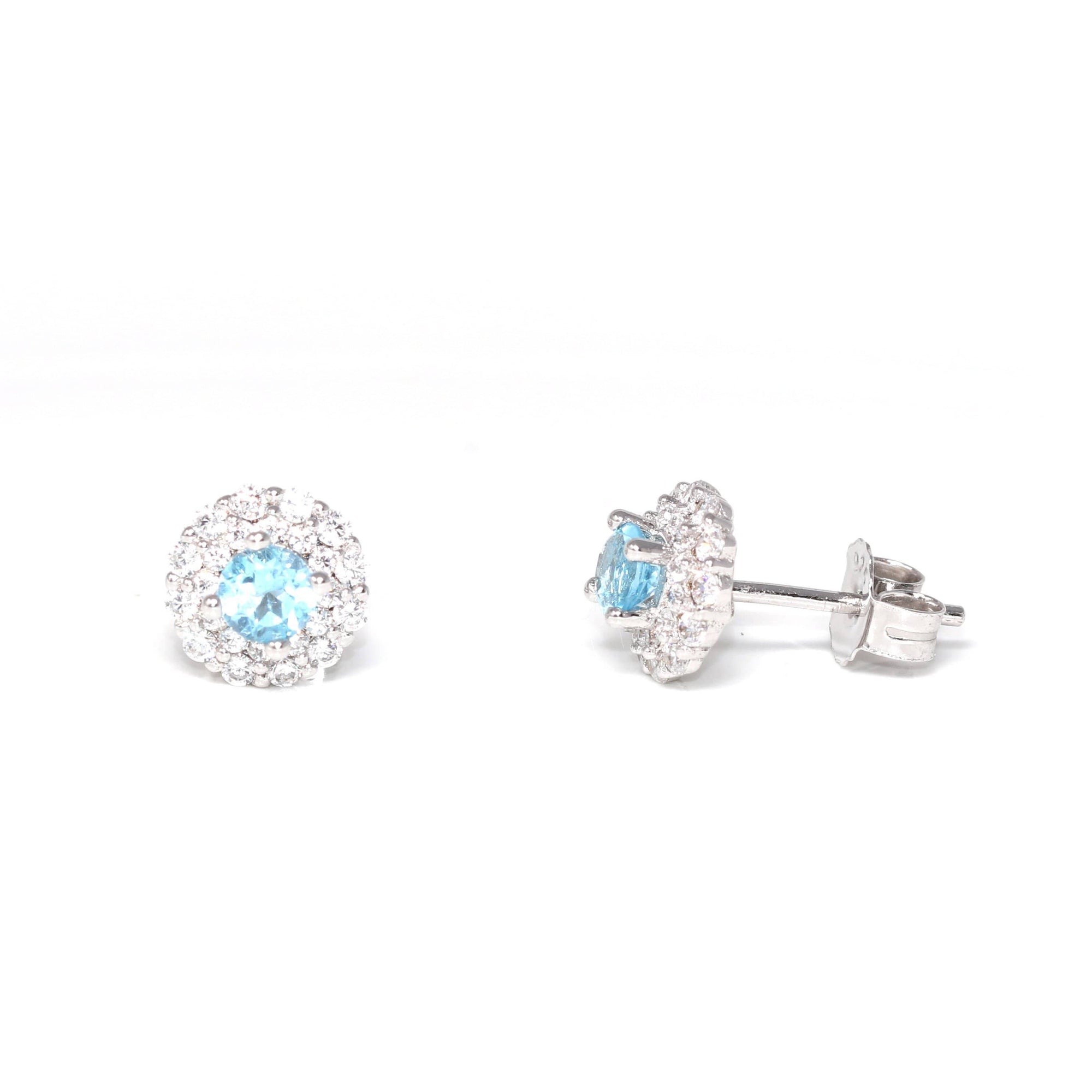 Baikalla Jewelry Silver Gemstones Earrings Swiss Blue Topaz Baikalla™ Classic Sterling Silver Natural Amethyst Topaz Stud Earrings With CZ