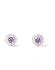 Baikalla Jewelry Silver Gemstones Earrings Baikalla™ Classic Sterling Silver Natural Amethyst Topaz Stud Earrings With CZ