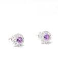 Baikalla Jewelry Silver Gemstones Earrings Baikalla™ Classic Sterling Silver Natural Amethyst Topaz Stud Earrings With CZ