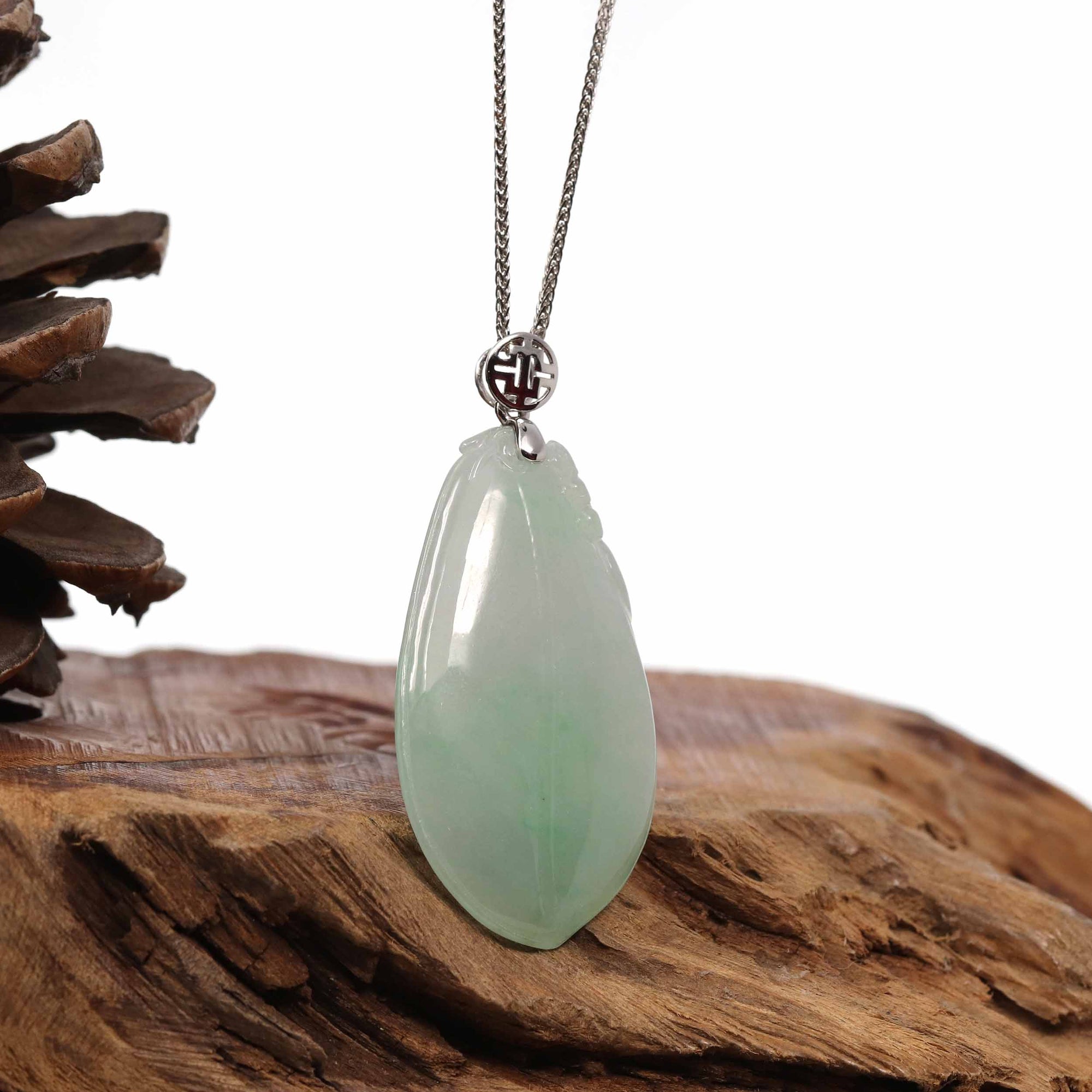 Baikalla Jewelry Jade Pendant Natural Ice Lavender Jadeite Jade Shou Tao ( Longevity Peach ) Necklace With 14k Yellow Gold Bail