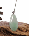 Baikalla Jewelry Jade Pendant Natural Ice Lavender Jadeite Jade Shou Tao ( Longevity Peach ) Necklace With 14k Yellow Gold Bail