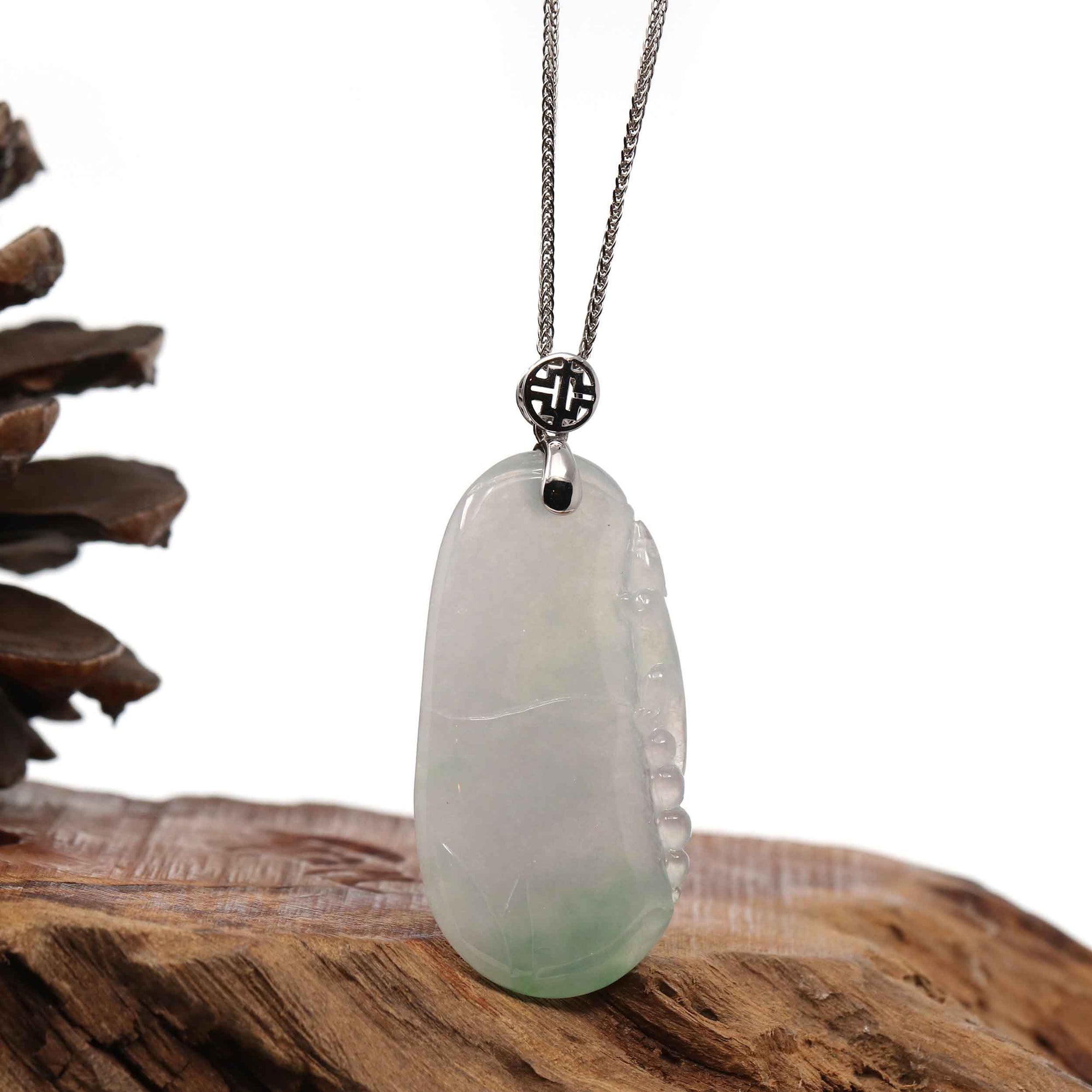 Baikalla Jewelry Jade Pendant Natural Ice Lavender Jadeite Jade Bamboo Necklace With 14k Yellow Gold Bail