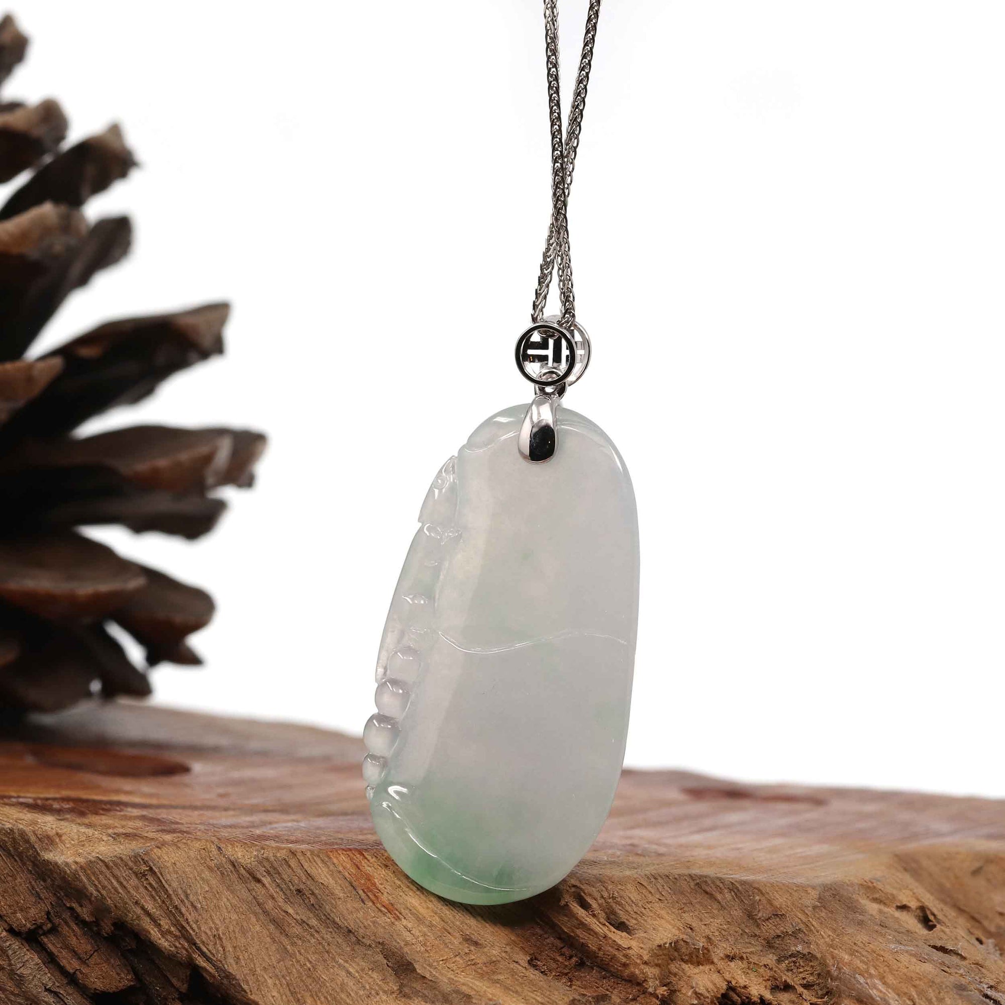 Baikalla Jewelry Jade Pendant Natural Ice Lavender Jadeite Jade Bamboo Necklace With 14k Yellow Gold Bail