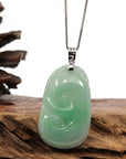 Baikalla Jewelry Jade Pendant Natural Green Jadeite Jade Ru Yi Necklace With 14k White Gold Bail