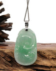 Baikalla Jewelry Jade Pendant Natural Green Jadeite Jade Ru Yi Necklace With 14k White Gold Bail