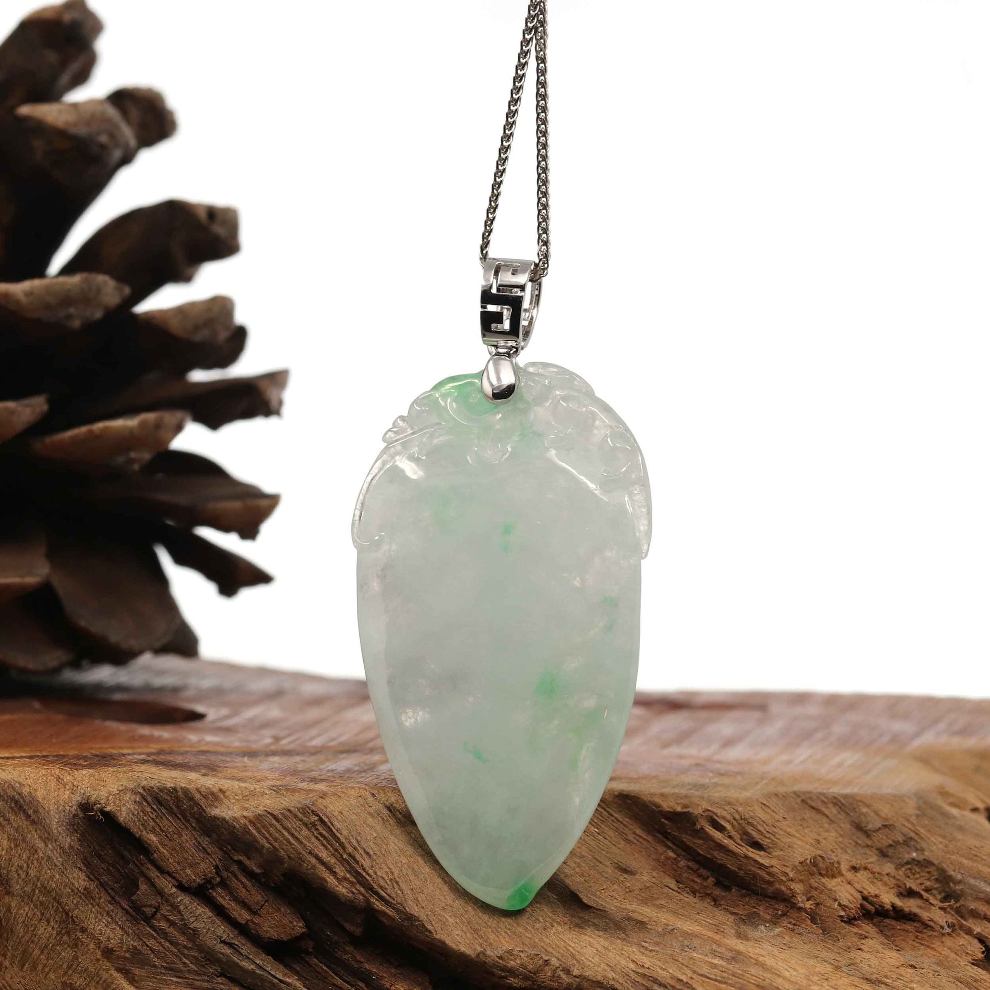 Baikalla Jewelry Jade Pendant Copy of Natural Ice Lavender Jadeite Jade Shou Tao ( Longevity Peach ) Necklace With 14k Yellow Gold Bail