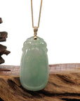 Baikalla Jewelry Jade Pendant Copy of Baikalla Natural Green Jadeite Jade Shou Tao ( Longevity Peach ) Necklace With 14k Yellow Gold VS1 Diamond Bail