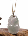 Baikalla Jewelry Jade Pendant 14K Yellow Gold Jadeite Jade Good Luck Hulu Bottle Gourd Necklace With Diamonds