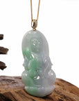 Baikalla Jewelry Jade Guanyin Pendant Necklace Copy of Baikalla 14k "Goddess of Compassion" Genuine Burmese Jadeite Jade Guanyin Necklace With Diamond Bail