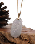 Baikalla Jewelry Jade Pendant Copy of Copy of Copy of Copy of Copy of 14k Yellow Gold Genuine Burmese Light Lavender Jadeite Happiness and Safety (Fu & Pingan) Pendant Necklace