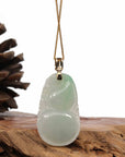 Baikalla Jewelry Jade Pendant 14K Yellow Gold Jadeite Jade Good Luck Hulu Bottle Gourd Necklace With Diamonds