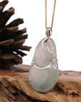 Baikalla Jewelry Jade Pendant 14K Yellow Gold Jadeite Jade Good Luck Hulu Bottle Gourd Necklace With Diamonds