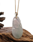 Baikalla Jewelry Jade Pendant 14K Yellow Gold Jadeite Jade Good Luck Hulu Bottle Gourd Necklace With Diamonds