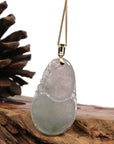 Baikalla Jewelry Jade Pendant 14K Yellow Gold Jadeite Jade Good Luck Hulu Bottle Gourd Necklace With Diamonds